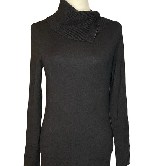 Kinross Cashmere Black Chunky T-Neck Dress Sheath Long Sleeve Sz S RN 104647 - Picture 4 of 14